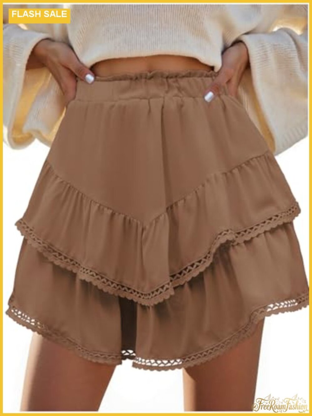 Women's Boho Ruffle Tiered Skort High Waist Mini Tennis Golf Skirt
